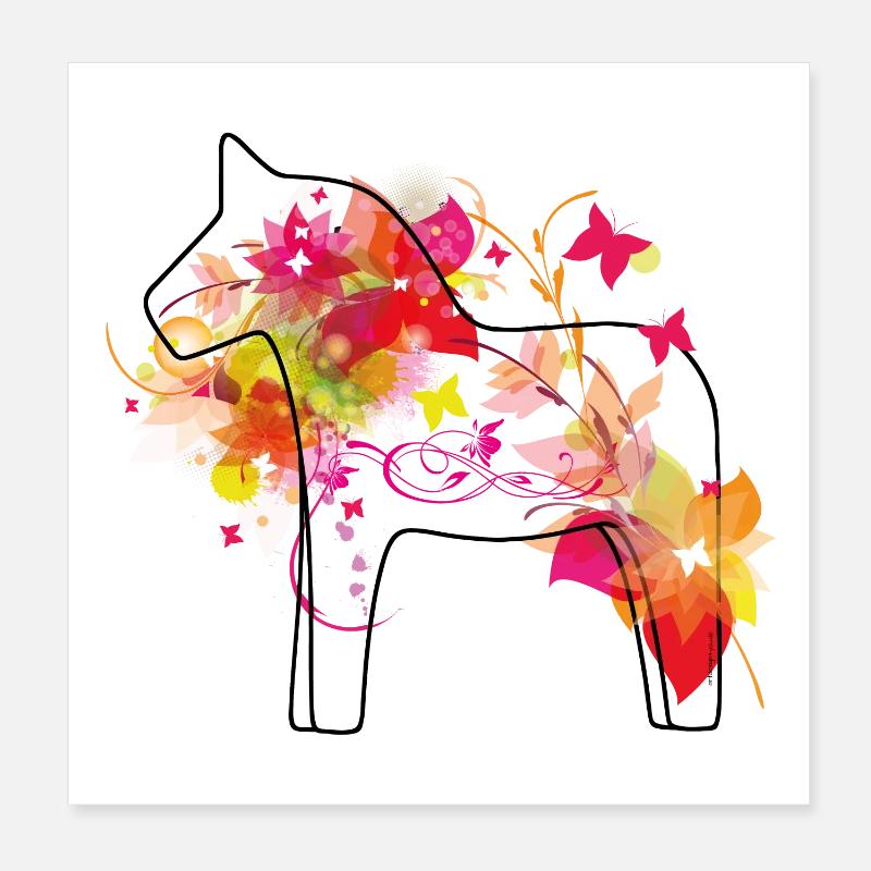 Dala Pferd Bunt Poster 20x20 cm