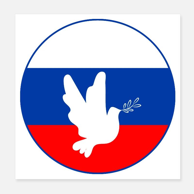 Colombe du drapeau russe Poster 20 x 20 cm