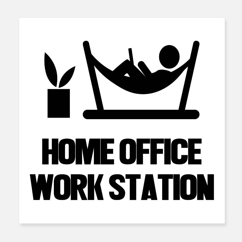 Laptop Wfh Home Office Statement Arbeitsplatz Poster 20x20 cm