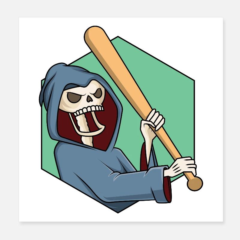 Sensenmann mit Baseballschläger Poster 20x20 cm