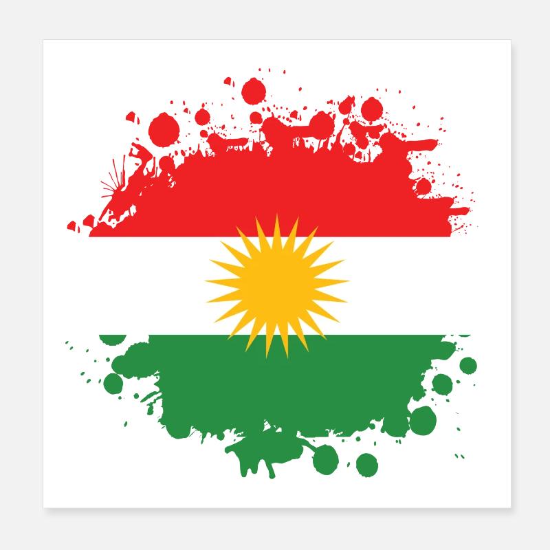 Kurdistan Splash flags design Poster 8" x 8" (20x20 cm)