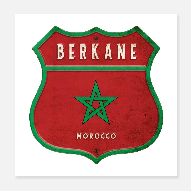 Berkane Maroc Armoiries Drapeaux Design Poster 20 x 20 cm