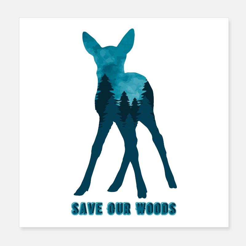 Climate Change Environmental Protection Roe Deer Poster 8" x 8" (20x20 cm)