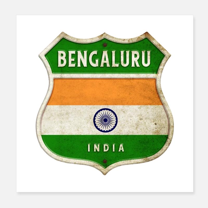 Bengaluru Inde Armoiries Drapeaux Design Poster 20 x 20 cm