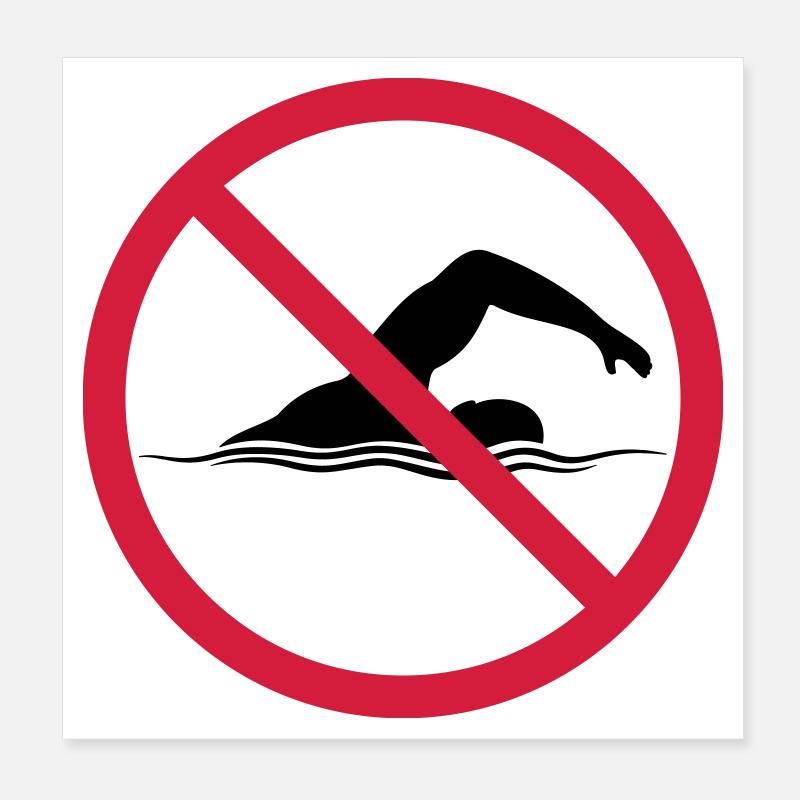 Forbudt skjoldsvømning Poster 20x20 cm