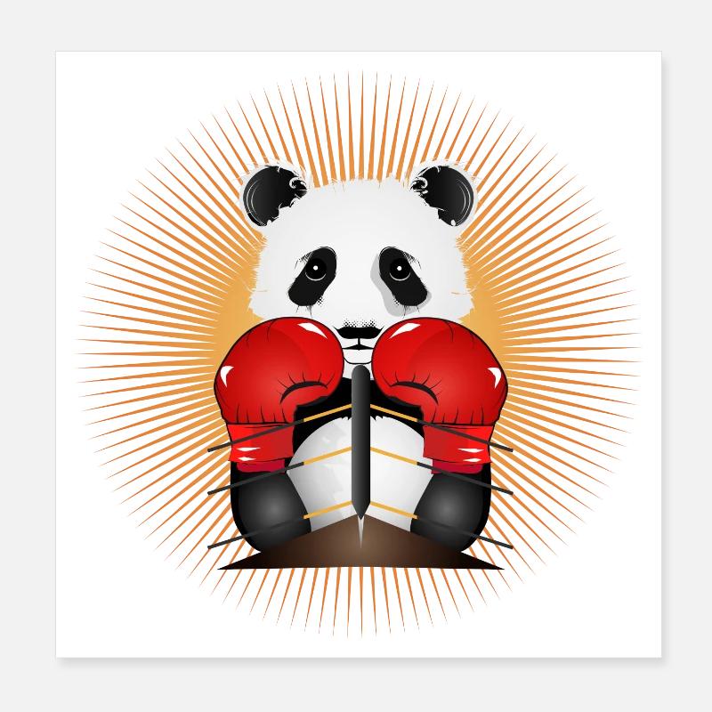 Panda als strahlender Boxer Held im Boxring Poster 20x20 cm