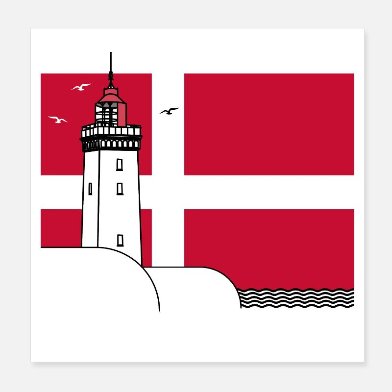 Drapeau du Danemark avec phare de Rubjerg Knude Poster 20 x 20 cm