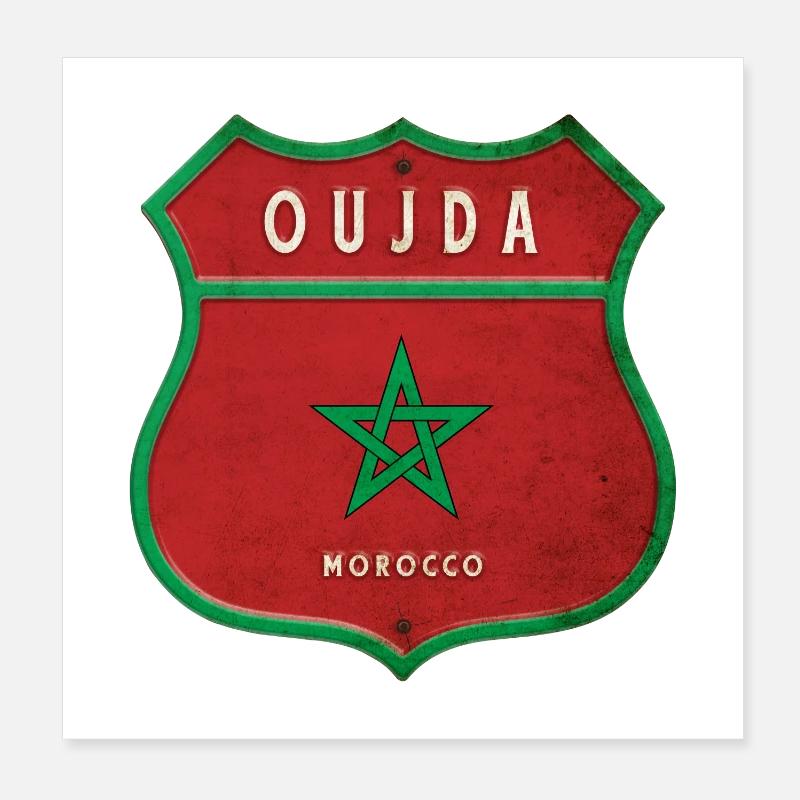Oujda Maroc Armoiries Drapeaux Design Poster 20 x 20 cm