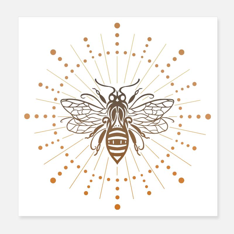 Abeille mellifère avec soleil Poster 20 x 20 cm