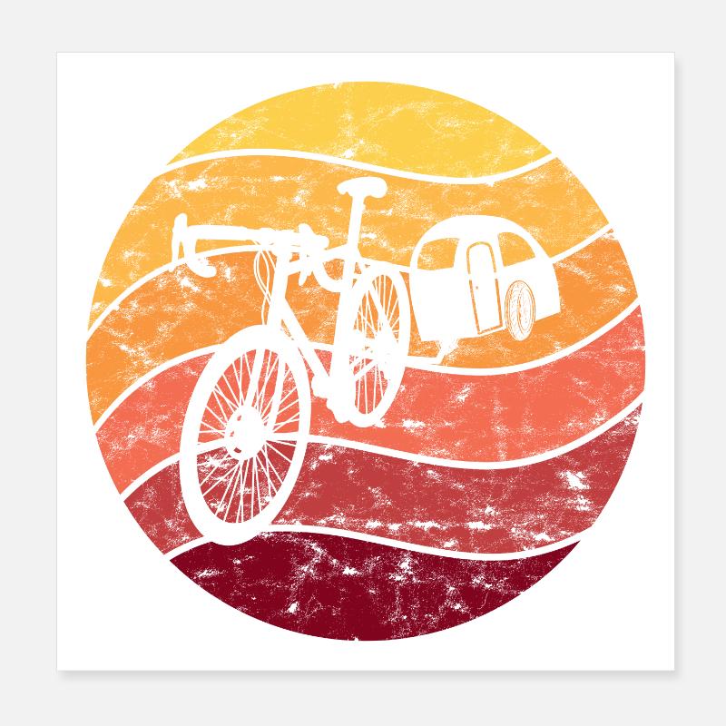Bicycle Camping Bicycle Camping Vintage Retro Poster 8" x 8" (20x20 cm)