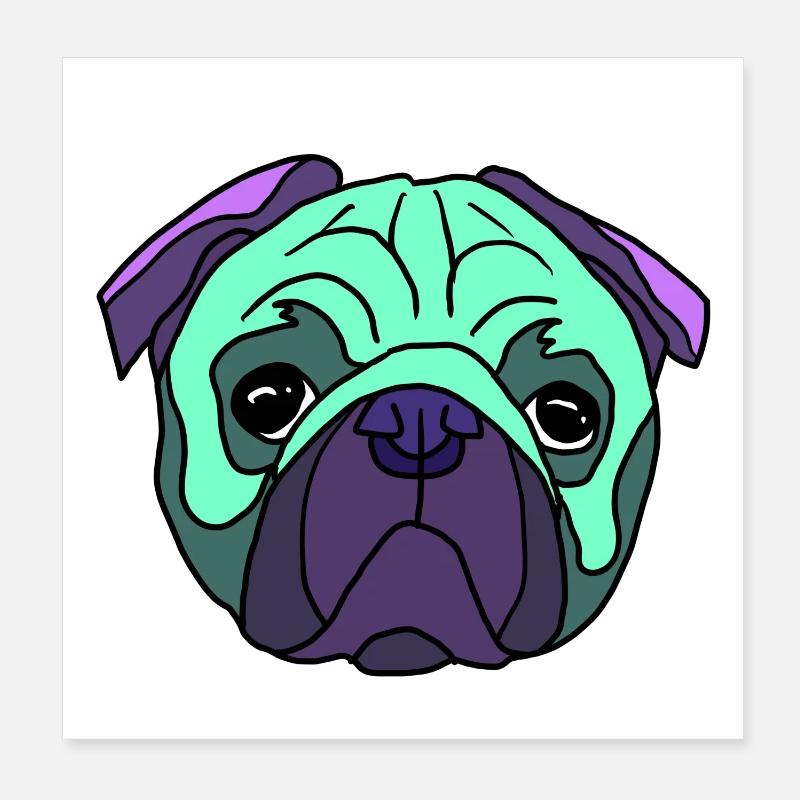 Mint Pug Kopf PopArt mobs  Poster 20x20 cm
