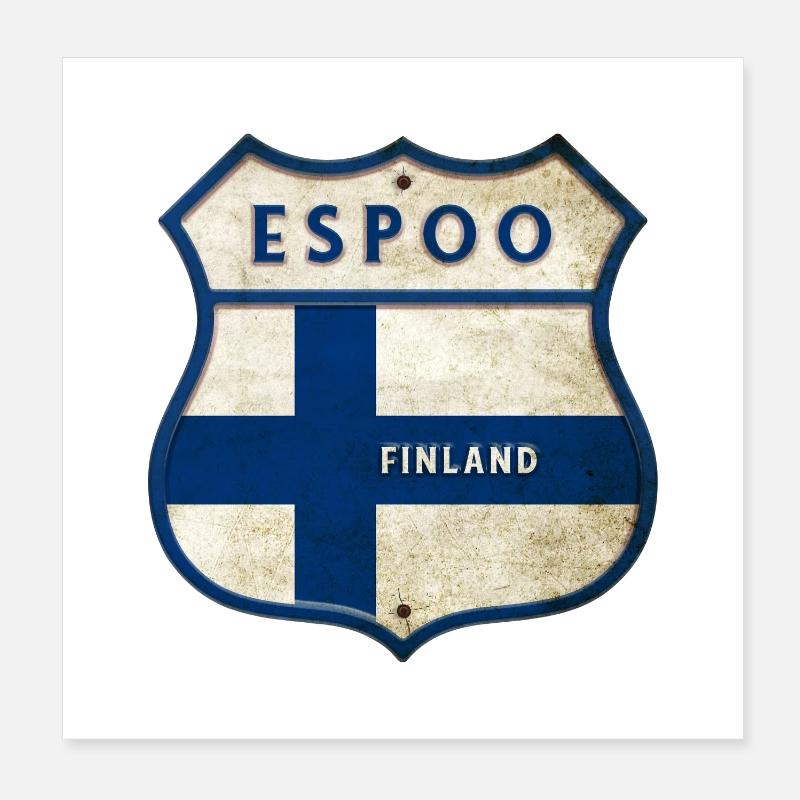 Espoo Finland Crest Design Poster 8" x 8" (20x20 cm)