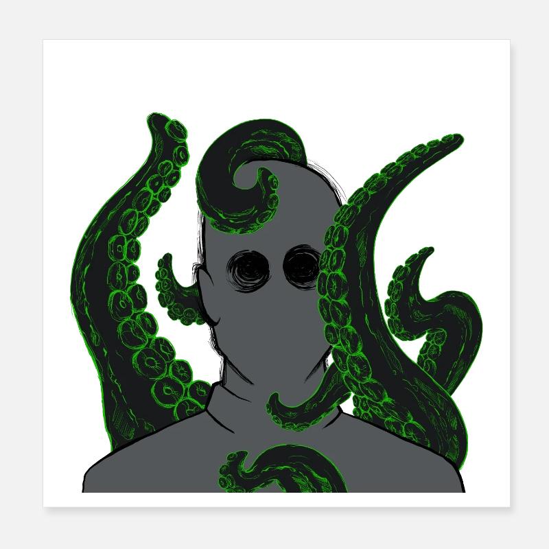 Tentacule néon Portrait Poster 20 x 20 cm