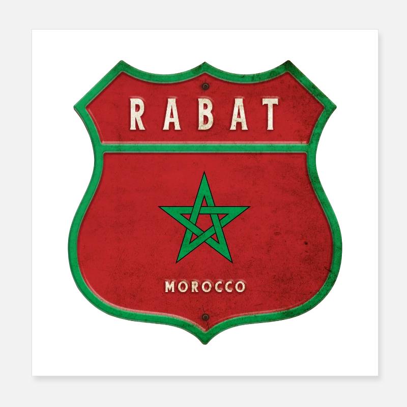 Rabat Maroc Armoiries Drapeaux Design Poster 20 x 20 cm