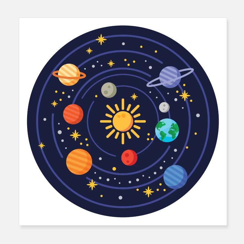 Solar System Poster 8" x 8" (20x20 cm)