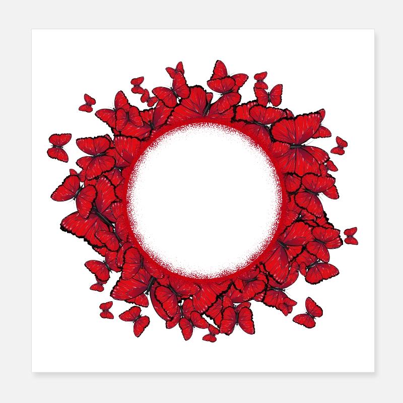 many red butterflies imaginative frames Poster 8" x 8" (20x20 cm)