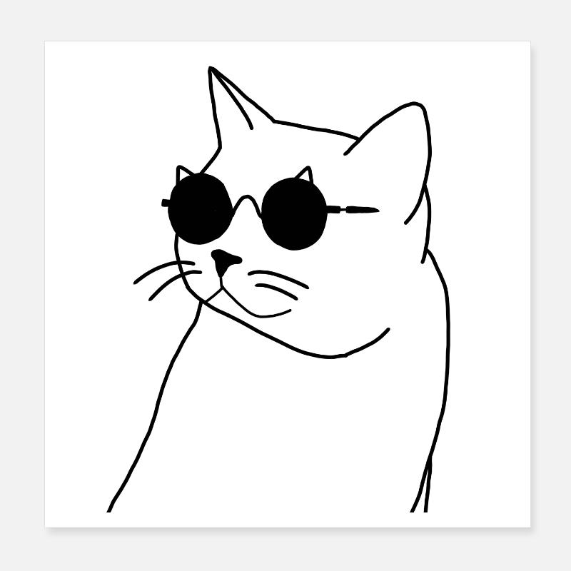 cat with glasses Poster 8" x 8" (20x20 cm)
