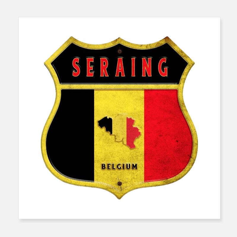 Seraing Belgique Armoiries Drapeaux Design Poster 20 x 20 cm