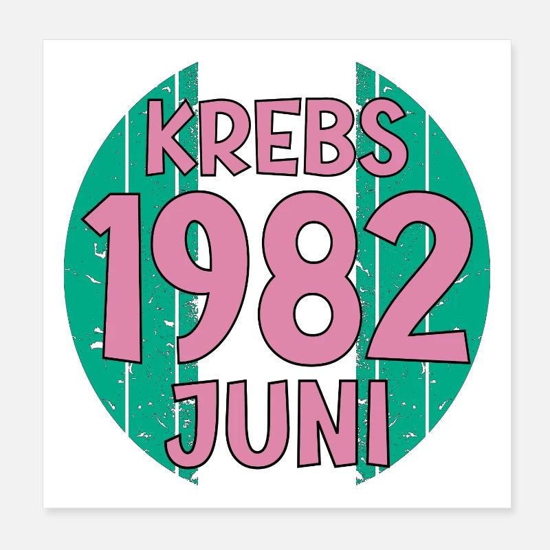 Sternzeichen Krebs JUNI 1982 Poster 20x20 cm