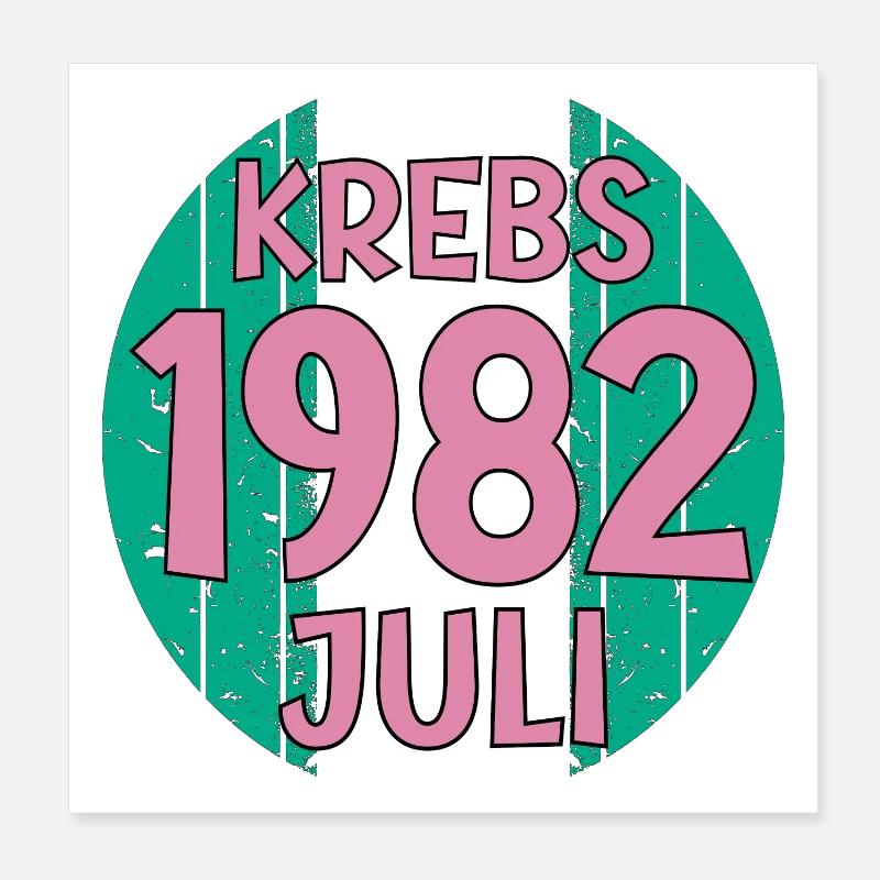 Geburtstag Sternzeichen Krebs Juli 1982 Poster 20x20 cm