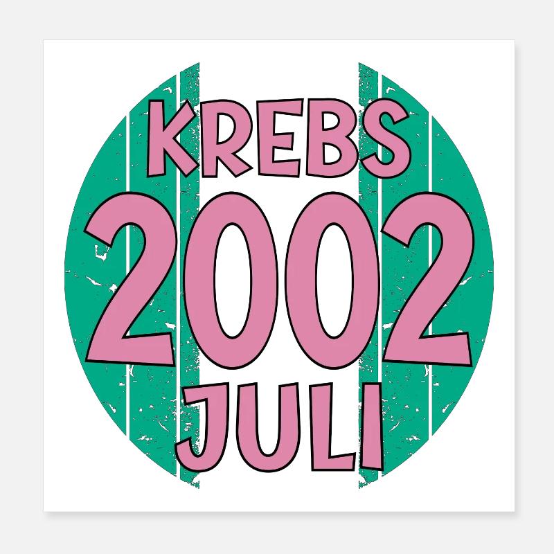 Sternzeichen Krebs Geschenke Geburtstag Juli 2002 Poster 20x20 cm