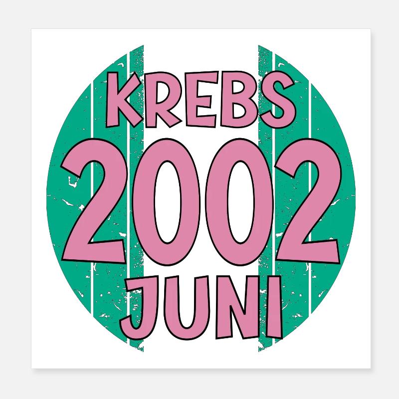 Sternzeichen Krebs Geburtstag Juni 2002 Poster 20x20 cm