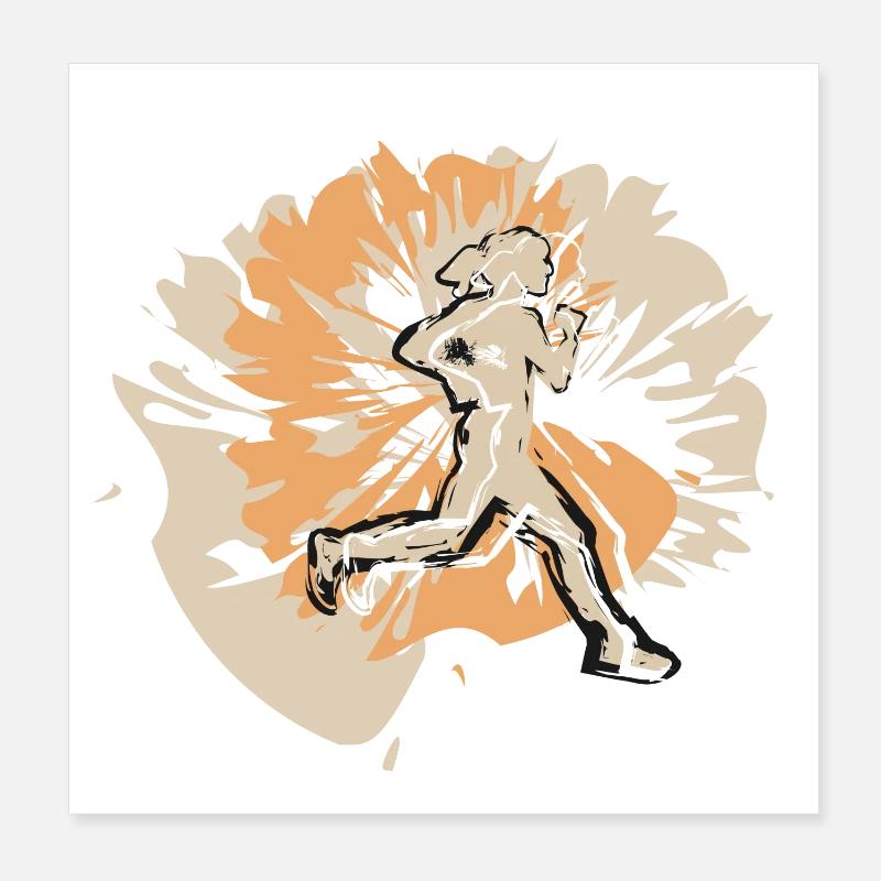 Coureur au marathon Poster 20 x 20 cm
