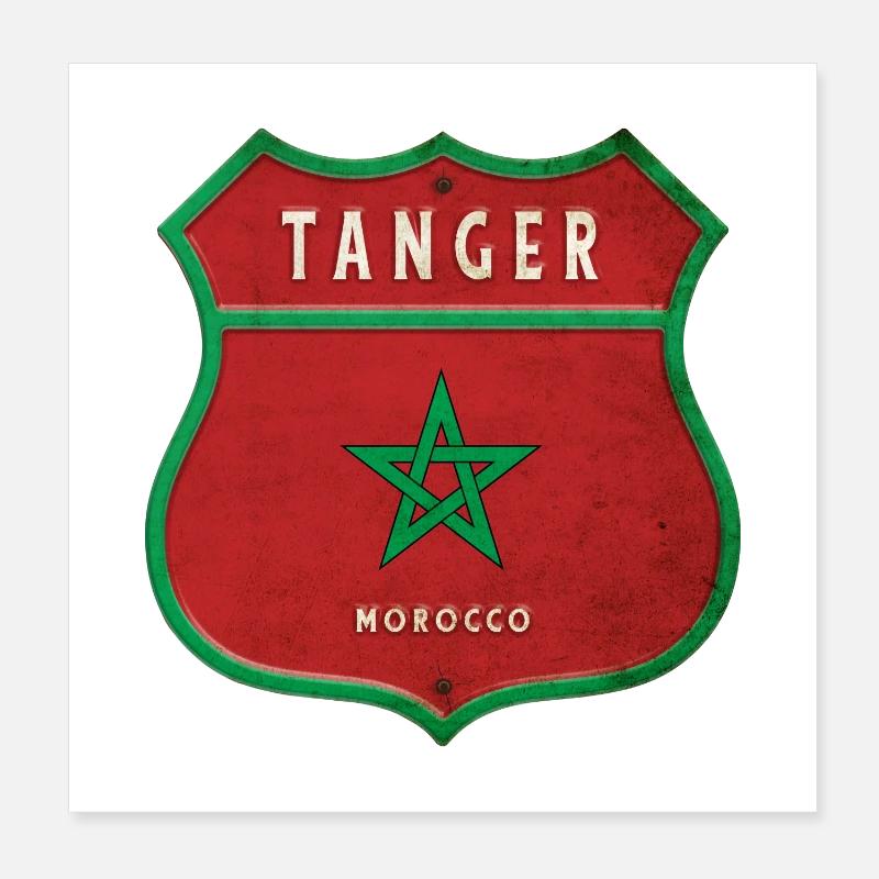 Tanger Maroc Armoiries Drapeaux Design Poster 20 x 20 cm