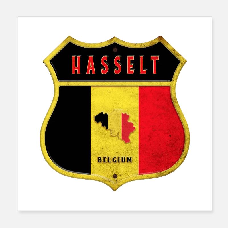 Hasselt Belgium Coat of Arms Flags Design Poster 8" x 8" (20x20 cm)
