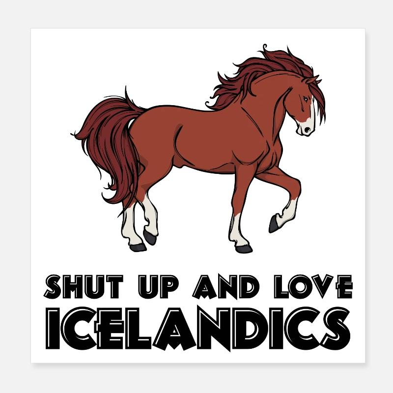 Cool Icelandic Horses Statement Cheval Amour Islandais Poster 20 x 20 cm