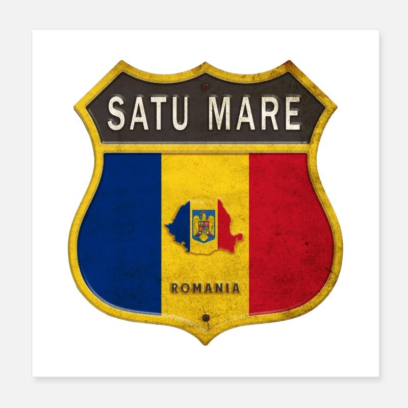 Satu Mare Rumänien Wappen Design - Poster 20x20 cm - Weiß