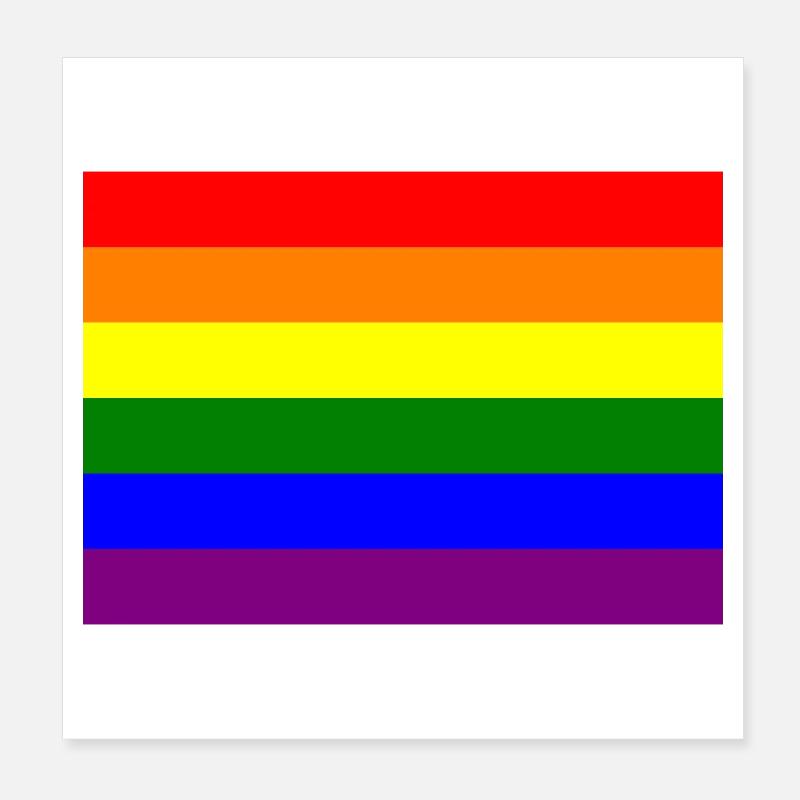 Pride Regenbogen Flaggendesign - Poster 20x20 cm - Weiß