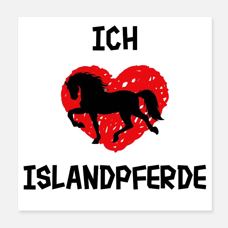 Ich Liebe Pferde Islandpferde Herz Statement Poster 20x20 cm