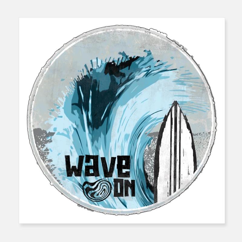 Vague de mer avec design de planche de surf Poster 20 x 20 cm
