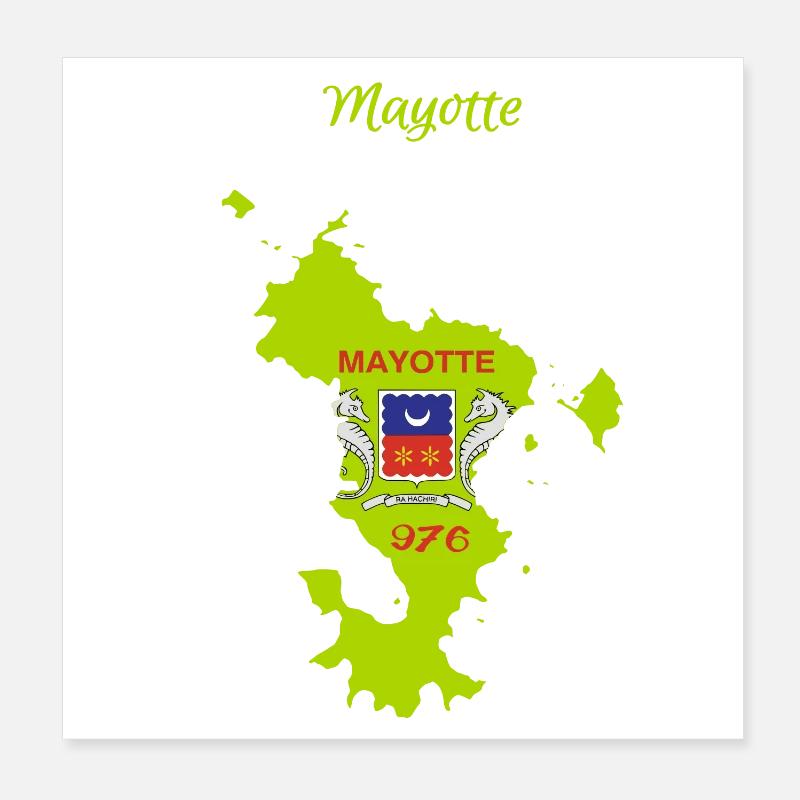 Mayotte - Poster 20 x 20 cm - blanc