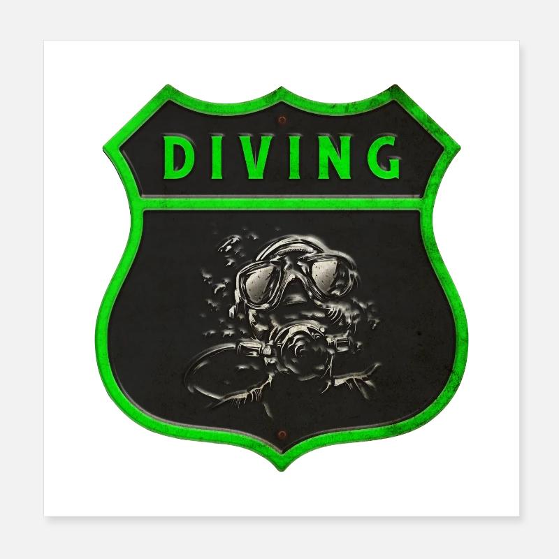 Diving Crest design Poster 8" x 8" (20x20 cm)