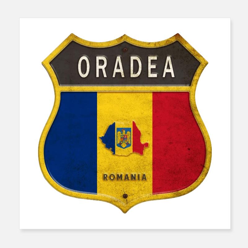 Oradea Rumänien Wappen Design - Poster 20x20 cm - Weiß