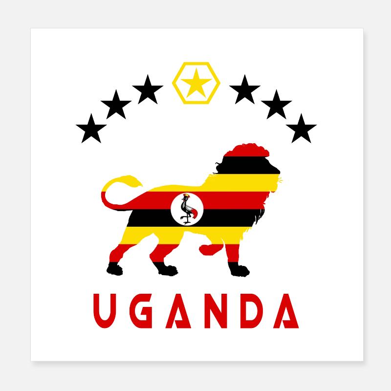 Uganda Lion Design Poster 8" x 8" (20x20 cm)