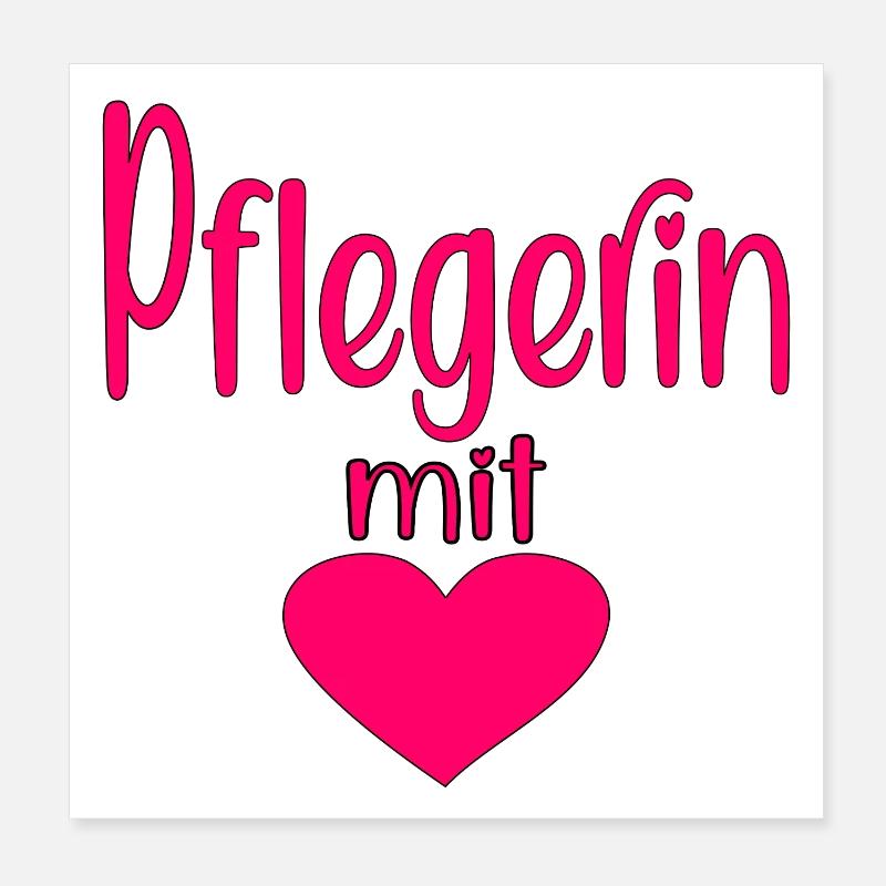 Pflegerin - Herz Symbol - Pflegefachfrau - DANKE - Poster 20x20 cm - Weiß