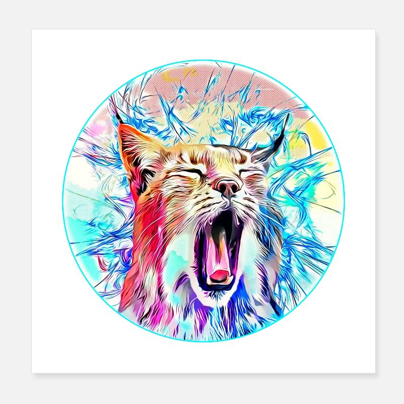 Chat lynx en liberté un chat sauvage Poster 20 x 20 cm