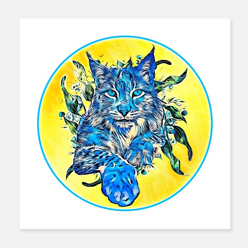 Chat lynx en liberté un chat sauvage Poster 20 x 20 cm