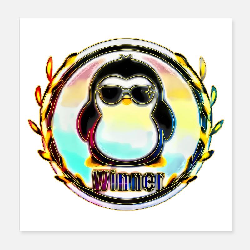 Sieger Pinguin Abzeichen Poster 20x20 cm