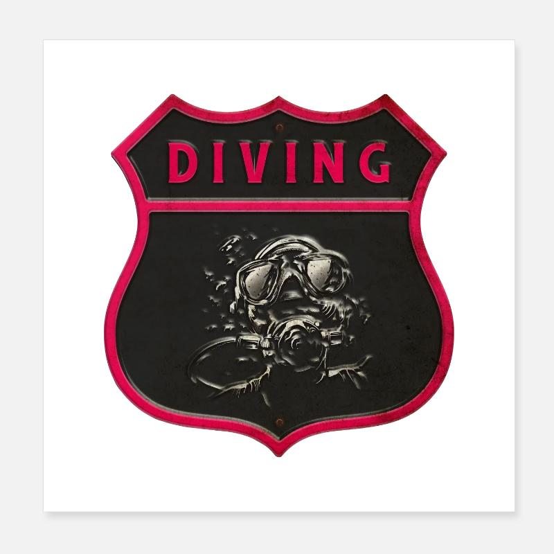 diver crest design Poster 8" x 8" (20x20 cm)