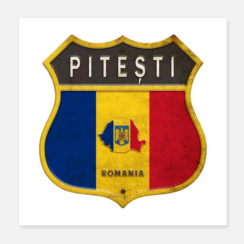 Pitești Rumänien Wappen Design Poster 20x20 cm