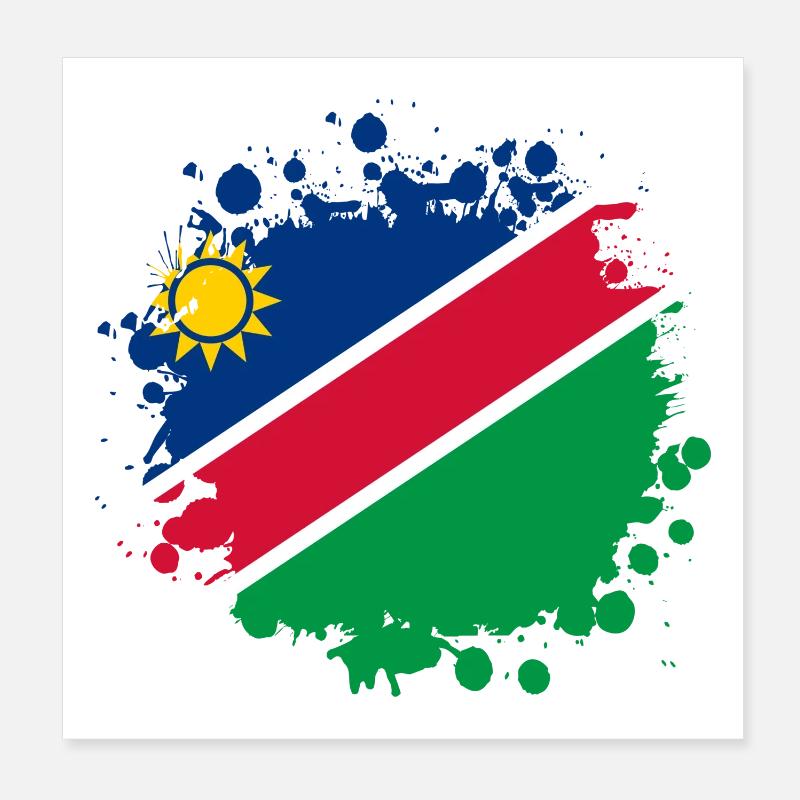 Namibia Flaggen Klecks Design Poster 20x20 cm
