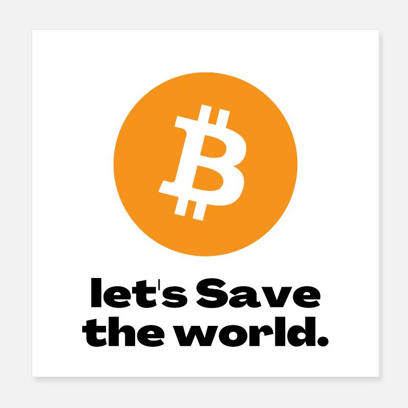 Bitcoin emblem on bright orange circle Poster 8" x 8" (20x20 cm)