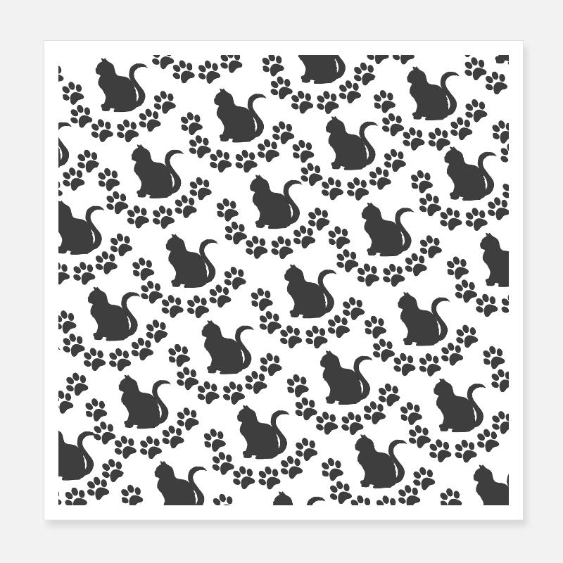 Katzen muster dunkel, sitzend, Tier tatzen Poster 20x20 cm