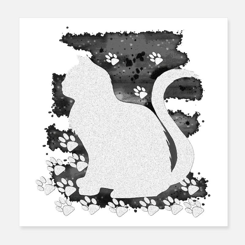 Sitzende katze hell HG, silhouetten, closing Poster 20x20 cm