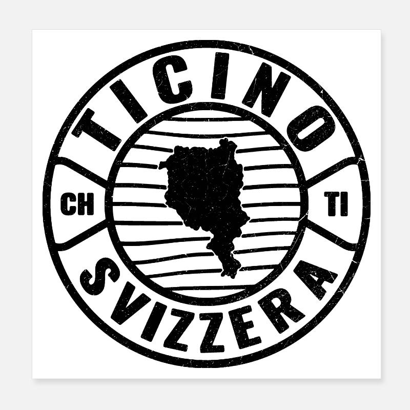 Ticino Schweiz Emblem Design Poster 20x20 cm