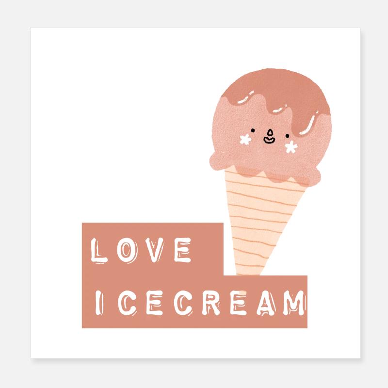 Glace mignonne avec écriture coeur Poster 20 x 20 cm